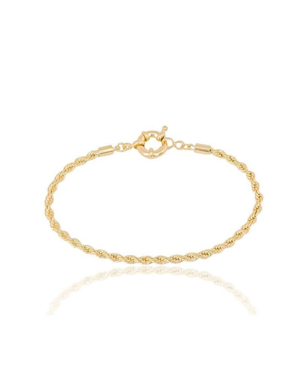 Pulseira Cordão baiano 4mm fecho boia ouro