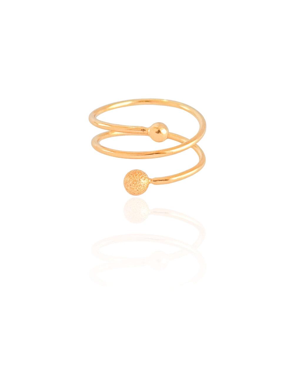 Anel Bola Lisa e Texturizada Banho Ouro 18k 14